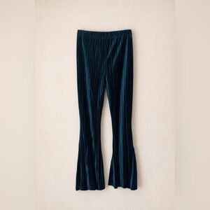 Wild Fable Teal Velvet Ribbed Flare Pants High Rise Pull On Small